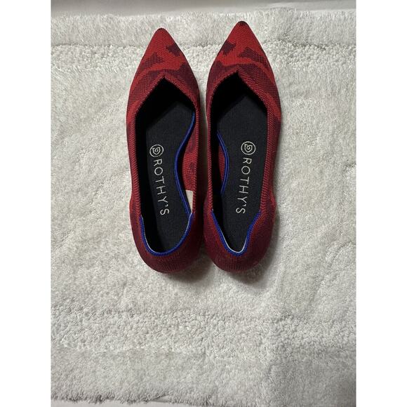 Rothy's The Point Pattern Red Camo Limited Edition Flats Shoes W8 Retired - Picture 10 of 13